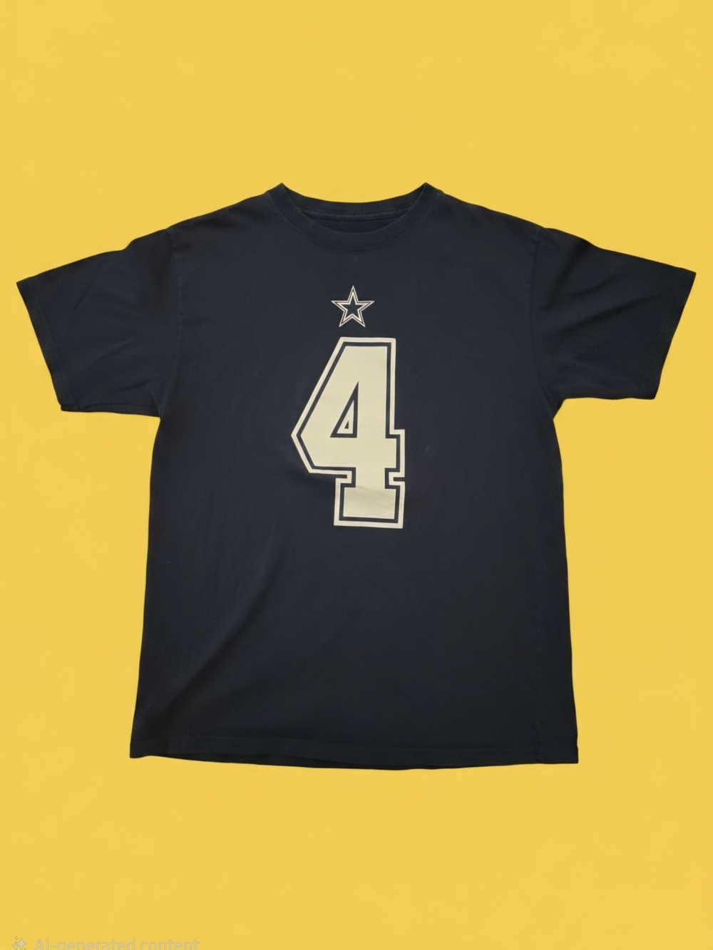Dak Preacott Navy Short Sleeve Tee with Cream Number 4